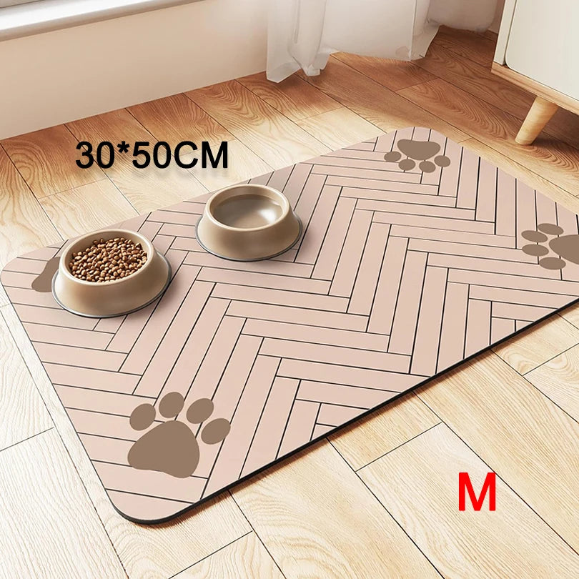 Pet Placemat for Food and Water Bowl, with Waterproof Rubber Backing, Quick Dry Water Mat for Dog Cat