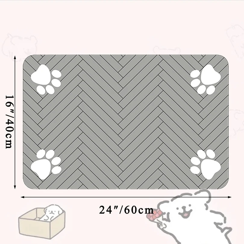 Pet Placemat for Food and Water Bowl, with Waterproof Rubber Backing, Quick Dry Water Mat for Dog Cat