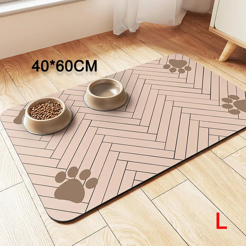 Pet Placemat for Food and Water Bowl, with Waterproof Rubber Backing, Quick Dry Water Mat for Dog Cat