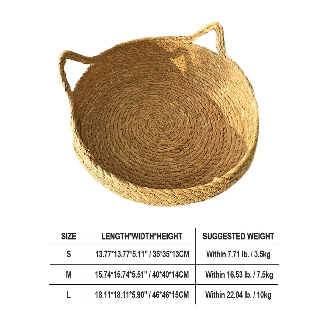 Washable Rattan Cat Bed with Scratcher & Cushion