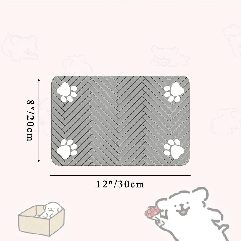Pet Placemat for Food and Water Bowl, with Waterproof Rubber Backing, Quick Dry Water Mat for Dog Cat